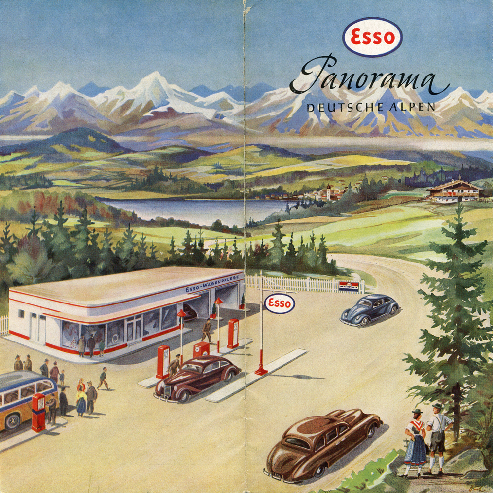 Esso Panaromakarte der Deustchen Alpen 1950 web